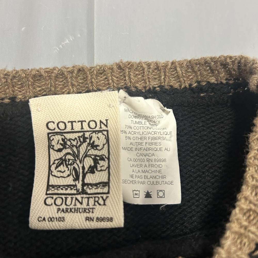 Vintage Cotton Country Sweater Women's Medium Knit Moose Nature Animal Black - Picture 3 of 8